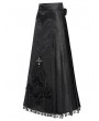 Eva Lady Black Gothic Cross Chain Pleated Wrap High Waist Long Skirt