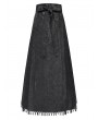 Eva Lady Black Gothic Cross Chain Pleated Wrap High Waist Long Skirt