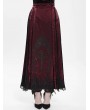 Eva Lady Red Gothic Cross Embroidered Pleated Wrap High Waist Long Skirt