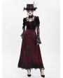 Eva Lady Red Gothic Cross Embroidered Pleated Wrap High Waist Long Skirt