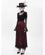 Eva Lady Red Gothic Cross Embroidered Pleated Wrap High Waist Long Skirt