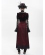 Eva Lady Red Gothic Cross Embroidered Pleated Wrap High Waist Long Skirt