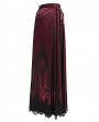 Eva Lady Red Gothic Cross Embroidered Pleated Wrap High Waist Long Skirt