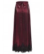 Eva Lady Red Gothic Cross Embroidered Pleated Wrap High Waist Long Skirt