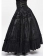Eva Lady Black Gothic Double Buckle Belt Embroidered Lace Maxi Skirt