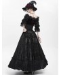 Eva Lady Black Gothic Double Buckle Belt Embroidered Lace Maxi Skirt