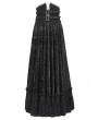 Eva Lady Black Gothic Double Buckle Belt Embroidered Lace Maxi Skirt