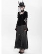 Eva Lady Black Gothic Lace Paneled Puff Sleeve Velvet Shirt for Women