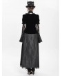 Eva Lady Black Gothic Lace Paneled Puff Sleeve Velvet Shirt for Women