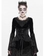 Eva Lady Black Gothic Lace Applique Flared Sleeve Velvet Top for Women