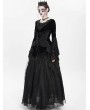 Eva Lady Black Gothic Lace Applique Flared Sleeve Velvet Top for Women