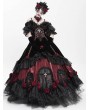 Eva Lady Black and Red Gothic Victorian Rose Embroidery Beading Hooded Gown Dress