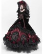 Eva Lady Black and Red Gothic Victorian Rose Embroidery Beading Hooded Gown Dress