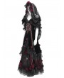 Eva Lady Black and Red Gothic Victorian Rose Embroidery Beading Hooded Gown Dress
