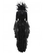 Eva Lady Black Gothic Dark Queen Feather Chain Flared Sleeve Velvet Fishtail Gown Dress