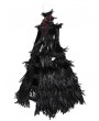 Eva Lady Black Gothic Feather Gown Dress with Detachable Collar and Sleeves