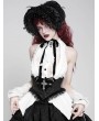 Devil Fashion Black Gothic Cross Embroidery Ruffle Underbust Girdle