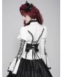 Devil Fashion Black Gothic Cross Embroidery Ruffle Underbust Girdle