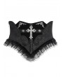 Devil Fashion Black Gothic Cross Embroidery Ruffle Underbust Girdle