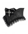 Devil Fashion Black Gothic Cross Embroidery Ruffle Underbust Girdle