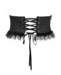 Devil Fashion Black Gothic Cross Embroidery Ruffle Underbust Girdle