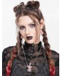 Devil Fashion Silver and Red Gothic Skeleton Pearl Pendant Necklace