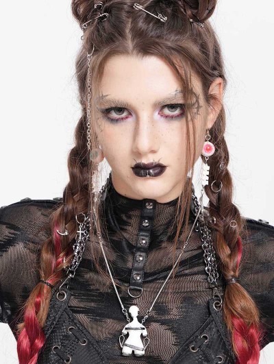 Devil Fashion White Gothic Punk Bondage Pendant Necklace