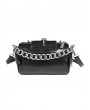 Devil Fashion Black Gothic Metallic Skull Spliked Faux Leather Bag