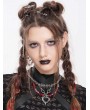 Devil Fashion Silver Punk Heart Crystal Beaded Pendant Chain Necklace