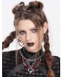 Devil Fashion Silver Punk Heart Crystal Beaded Pendant Chain Necklace