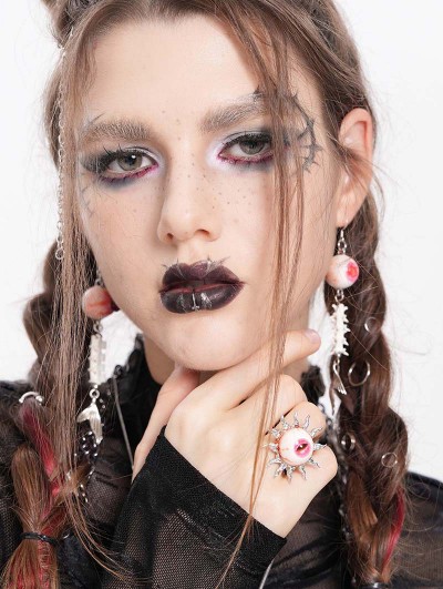 Devil Fashion Silver Gothic Eyeball Ring