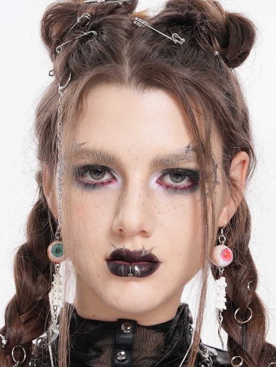 Devil Fashion Silver Eyeball Bead Mermaid Earrings
