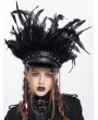 Devil Fashion Black Gothic Punk Feather Trim Faux Leather Hat