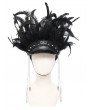 Devil Fashion Black Gothic Punk Feather Trim Faux Leather Hat