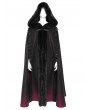 Devil Fashion Black and Red Gothic Hooded Embroidered Fur Long Cloak for Women
