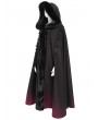 Devil Fashion Black and Red Gothic Hooded Embroidered Fur Long Cloak for Women