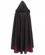 Devil Fashion Black and Red Gothic Hooded Embroidered Fur Long Cloak for Women