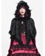 Devil Fashion Black Gothic Floral Hooded Irregular Short Cloak for Women