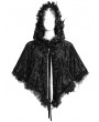 Devil Fashion Black Gothic Floral Hooded Irregular Short Cloak for Women