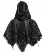Devil Fashion Black Gothic Floral Hooded Irregular Short Cloak for Women