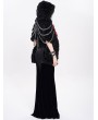 Devil Fashion Black Gothic Punk Chain Faux Fur Short Hooded Cloak for Women