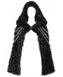 Devil Fashion Black Gothic Punk Chain Faux Fur Short Hooded Cloak for Women