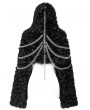 Devil Fashion Black Gothic Punk Chain Faux Fur Short Hooded Cloak for Women