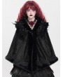 Devil Fashion Black Gothic Rose Feather Loose Faux Fur Cape for Women
