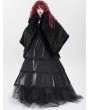 Devil Fashion Black Gothic Rose Feather Loose Faux Fur Cape for Women