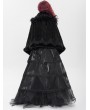 Devil Fashion Black Gothic Rose Feather Loose Faux Fur Cape for Women