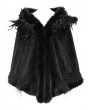 Devil Fashion Black Gothic Rose Feather Loose Faux Fur Cape for Women