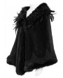 Devil Fashion Black Gothic Rose Feather Loose Faux Fur Cape for Women