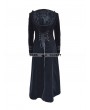 Pentagramme Black Velvet Gothic Hooded Long Coat for Women