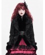 Devil Fashion Black Gothic Retro Faux Fur Trim Leather Short Jacket for Women